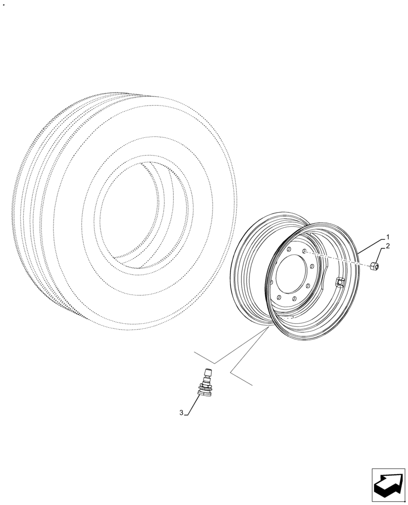 Схема запчастей Case IH FARMALL 120A - (44.511.AE[02]) - VAR - 818052, 824060 - FRONT, WHEEL (W8LX16HD) (44) - WHEELS