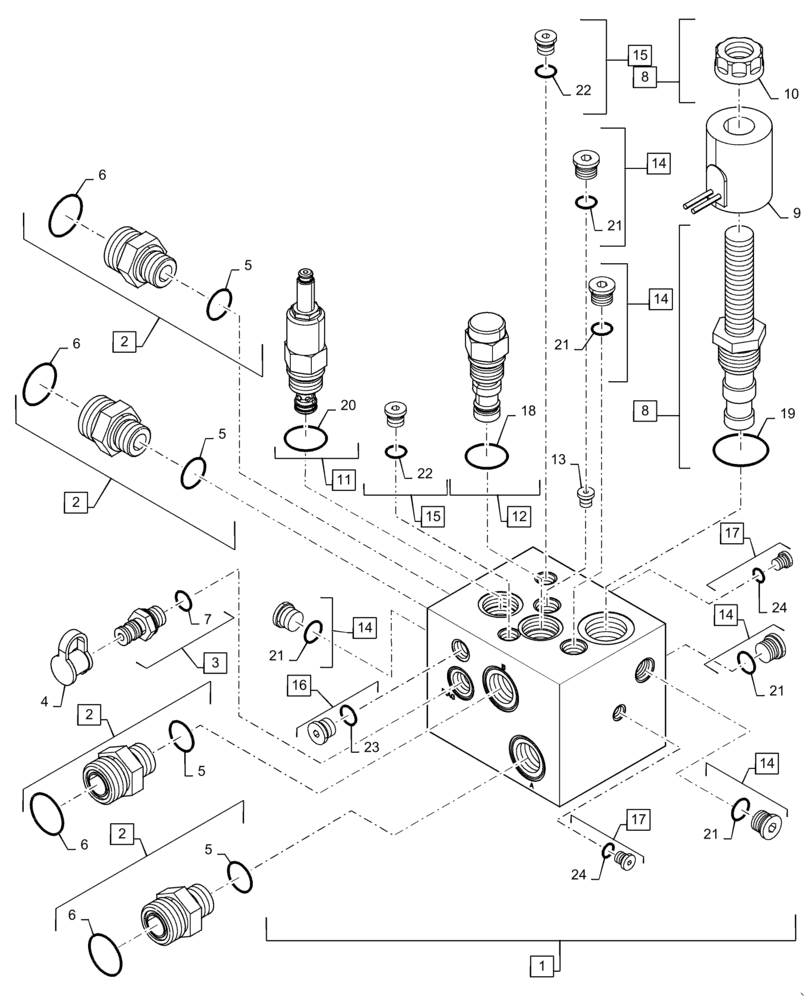 Схема запчастей Case IH 8240 - (35.904.AF[02]) - HYDRAULIC VALVE, FAN (35) - HYDRAULIC SYSTEMS