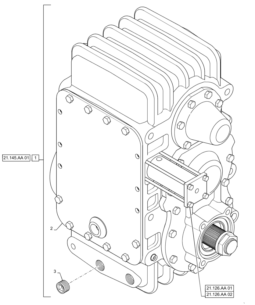 Схема запчастей Case IH TITAN 4540 - (21.120.AA[02]) - AUXILIARY TRANSMISSION, TRANSFER BOX (21) - TRANSMISSION