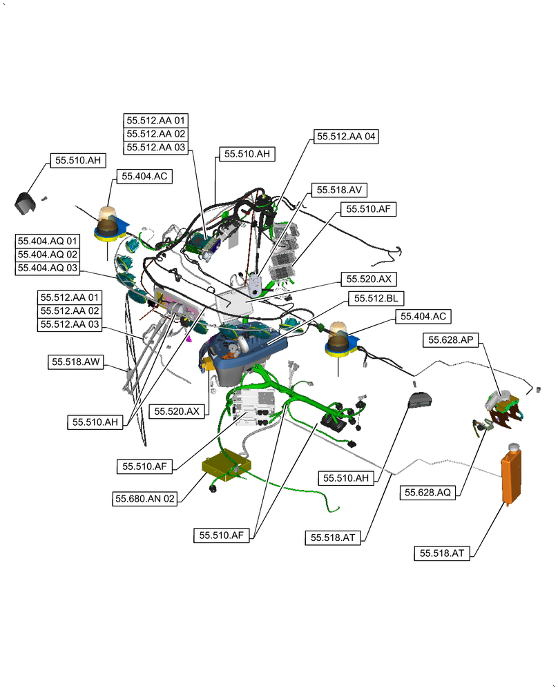 Схема запчастей Case IH 9240 - (00.000.55[01]) - PICTORIAL INDEX - ELECTRICAL SYSTEMS (00) - GENERAL & PICTORIAL INDEX