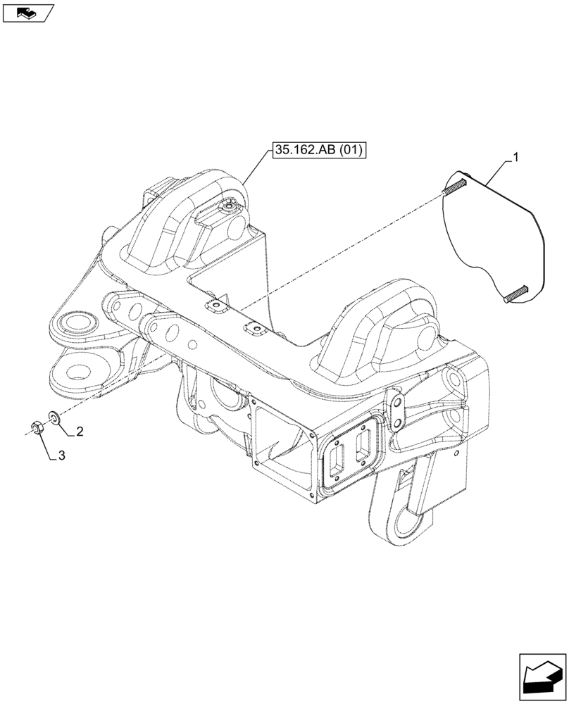 Схема запчастей Case IH FARMALL 105U - (35.162.AB[06]) - VAR - 331789 - PLATE FOR FHPL W/O FPTO (35) - HYDRAULIC SYSTEMS