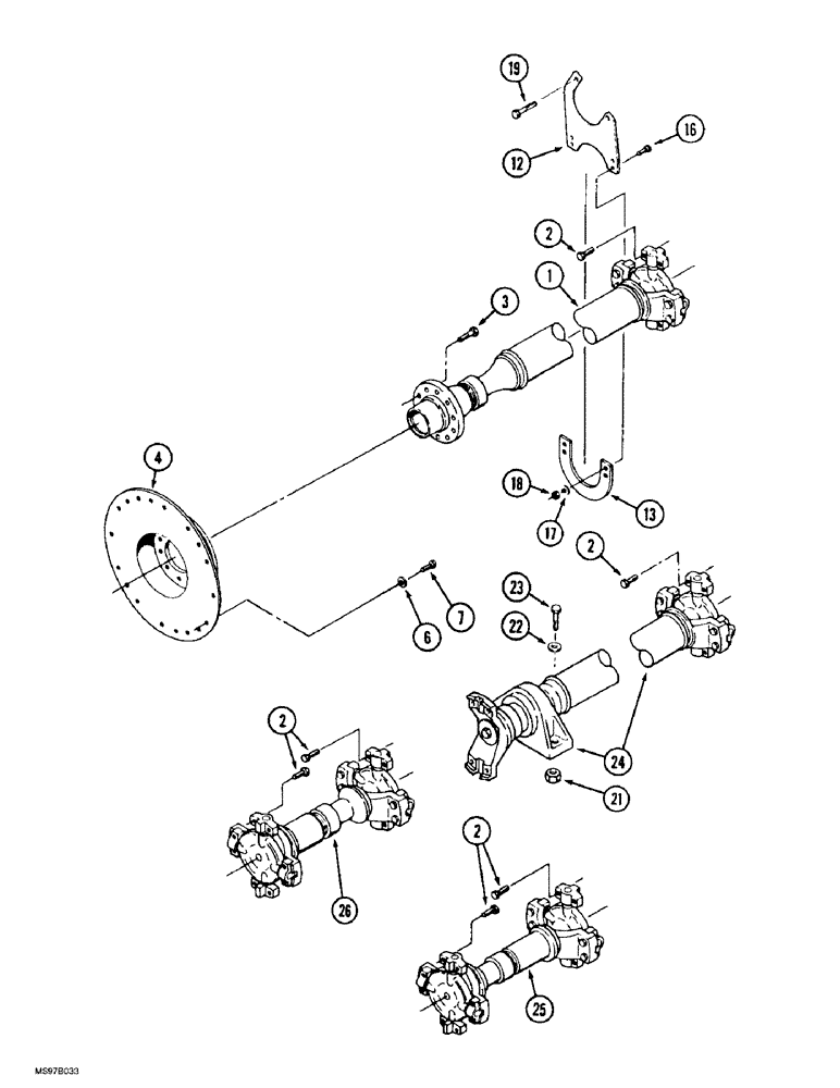 Схема запчастей Case IH 9370 QUADTRAC - (6-044) - DRIVE SHAFTS AND MOUNTING (06) - POWER TRAIN