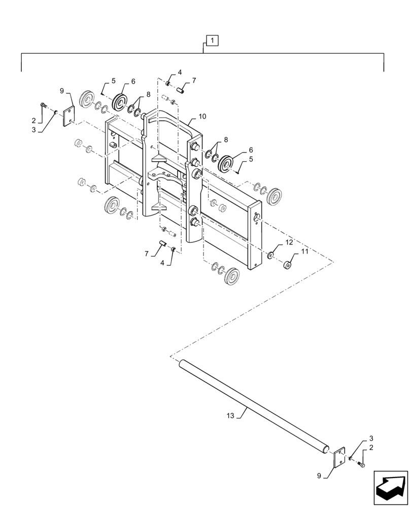 Схема запчастей Case IH 588H - (89.100.AA[06]) - MAST CARRIAGE ASSY, SHAFT, 60 IN, 22 FT (89) - TOOLS