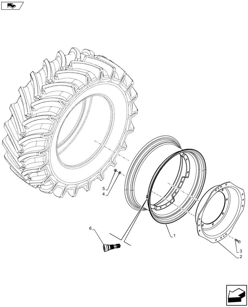 Схема запчастей Case IH FARMALL 115U - (44.520.AB[05]) - VAR - 8964401 - REAR, WHEEL (DWW15LX34) (44) - WHEELS