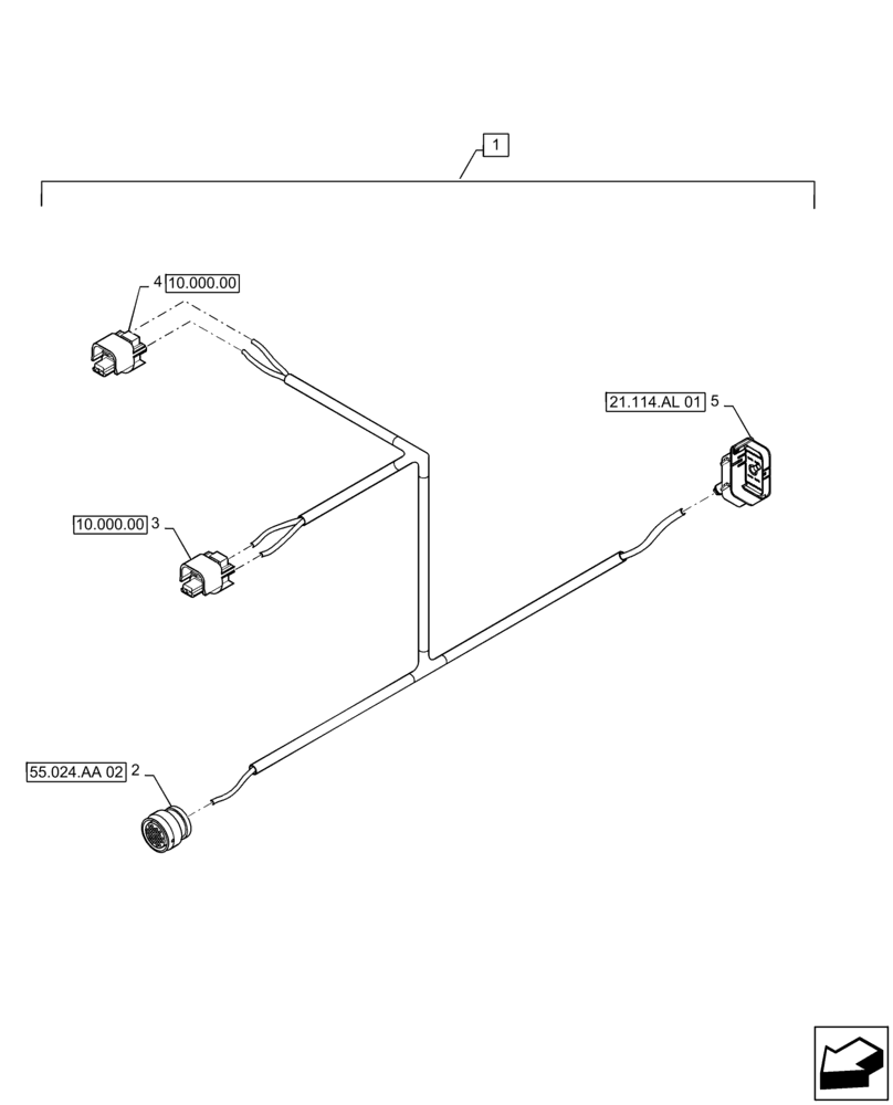 Схема запчастей Case IH TITAN 4540 - (55.024.AA[03]) - TRANSMISSION HARNESS, FRAME (55) - ELECTRICAL SYSTEMS