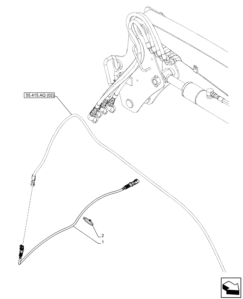 Схема запчастей Case IH FARMALL 110C - (55.415.AQ[03]) - VAR - 336780 - LOADER ARM, SOLENOID VALVE, CABLE EXTENSION (55) - ELECTRICAL SYSTEMS