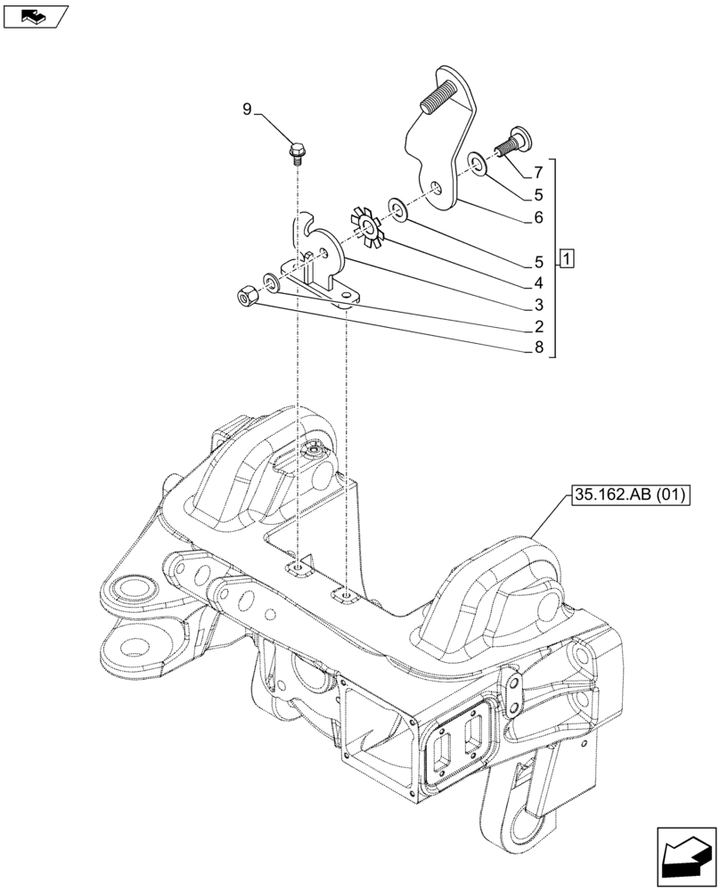 Схема запчастей Case IH FARMALL 105U - (37.162.AE[02]) - VAR - 744710 - FRONT LOADER, BRACKET (37) - HITCHES, DRAWBARS & IMPLEMENT COUPLINGS