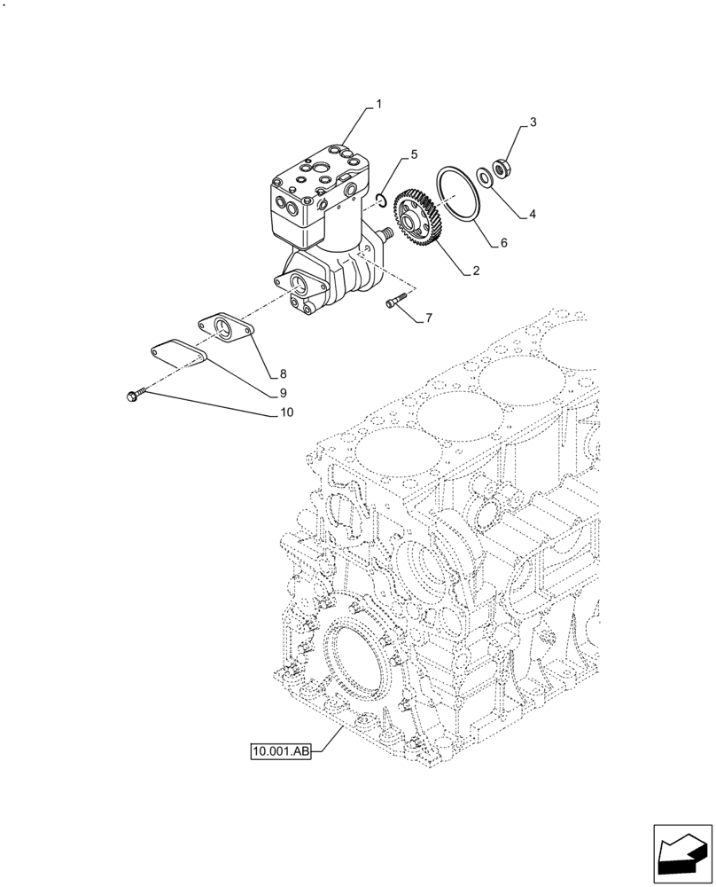 Схема запчастей Case IH F2CFE614B B006 - (10.450.AA) - AIR COMPRESSOR (10) - ENGINE