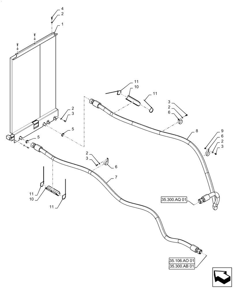 Схема запчастей Case IH TITAN 4040 - (35.300.AB [02]) - HYDRAULIC OIL COOLER ASSY. (35) - HYDRAULIC SYSTEMS