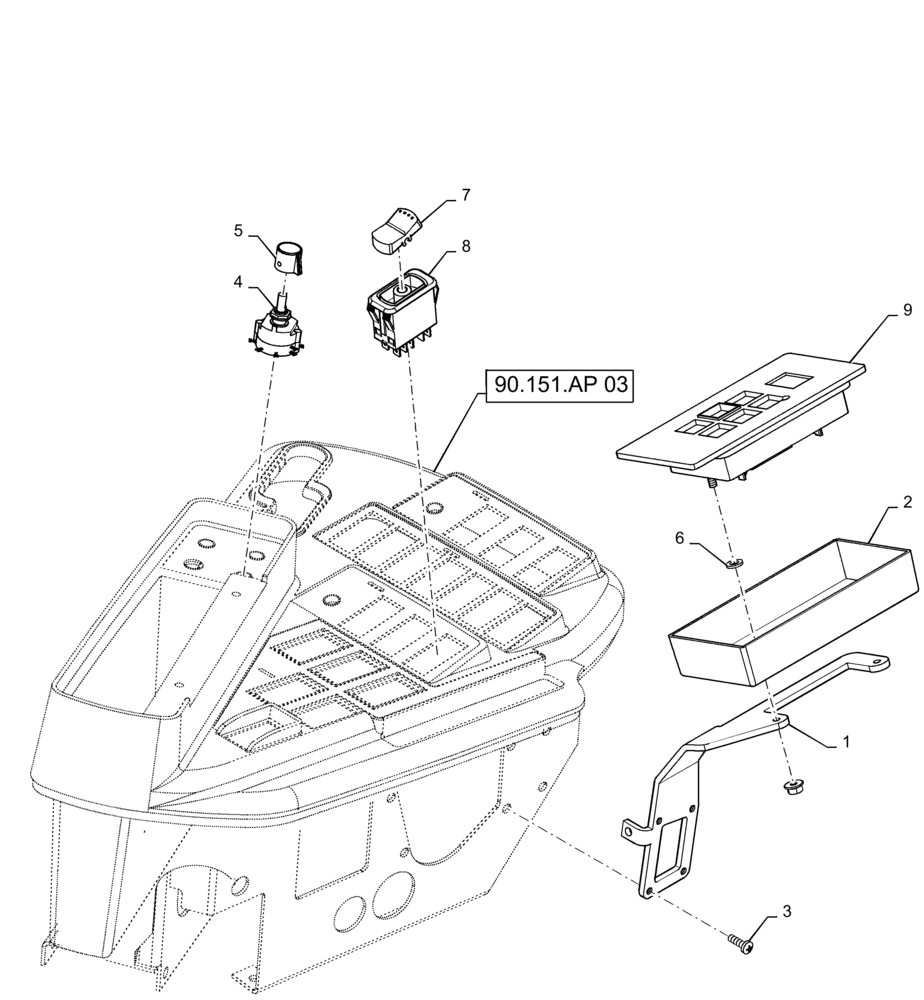 Схема запчастей Case IH TITAN 4540 - (55.513.AC[01]) - TRANSMISSION SELECTOR CONTROLS (55) - ELECTRICAL SYSTEMS