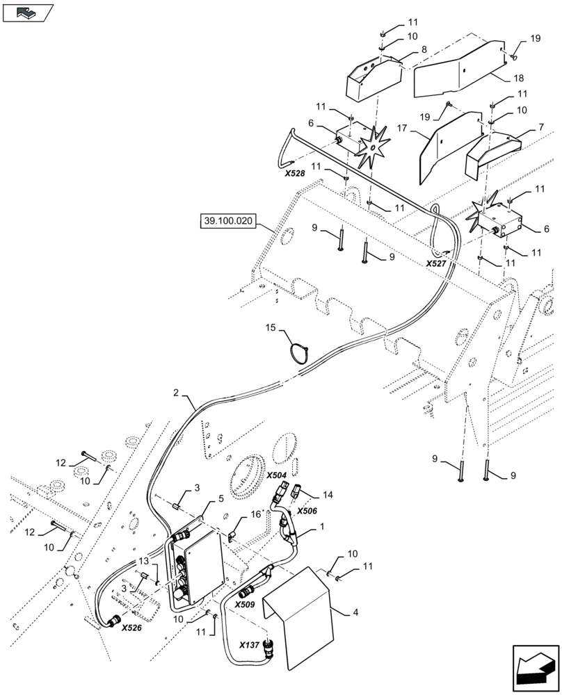 Схема запчастей Case IH LB424S XL - (55.426.011) - MOISTURE SENSOR AND TWINE DIVERTER - D085 (55) - ELECTRICAL SYSTEMS