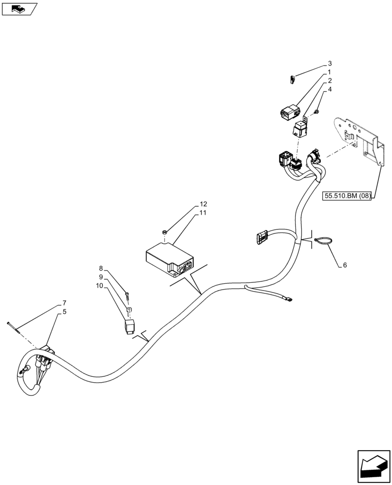 Схема запчастей Case IH FARMALL 105U - (55.640.AB) - VAR - 334770 - ISOBUS SOCKET, WIRE HARNESS (55) - ELECTRICAL SYSTEMS