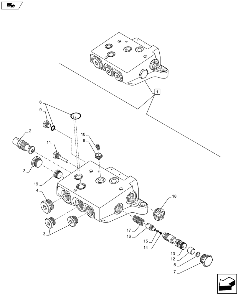 Схема запчастей Case IH FARMALL 105U - (35.204.BE[05]) - VAR - 330849, 331844, 332844 - REMOTE CONTROL VALVE, COMPONENTS (35) - HYDRAULIC SYSTEMS