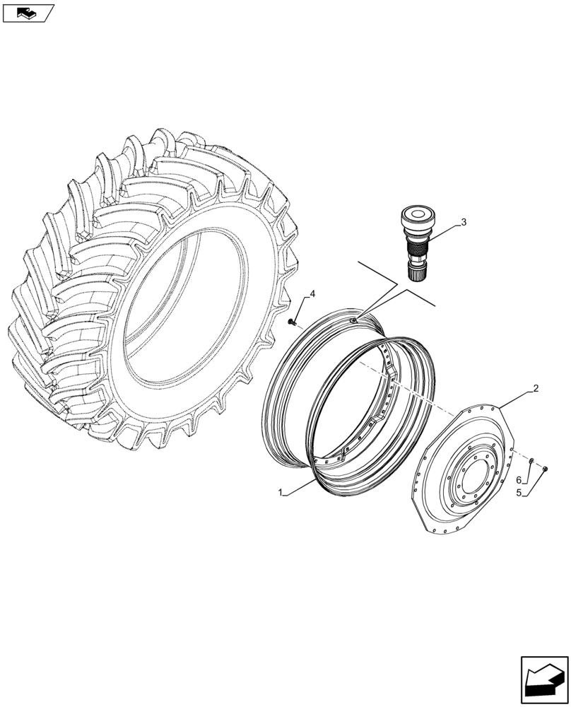 Схема запчастей Case IH FARMALL 115U - (44.520.AB[03]) - VAR - 8372401 - REAR, WHEEL (DWW12LX38) (44) - WHEELS