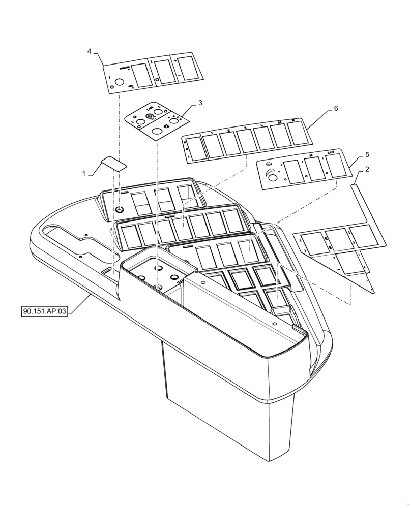 Схема запчастей Case IH TITAN 3040 - (90.151.AP[02]) - RH CONSOLE DECALS, 610 LIQUID (90) - PLATFORM, CAB, BODYWORK AND DECALS