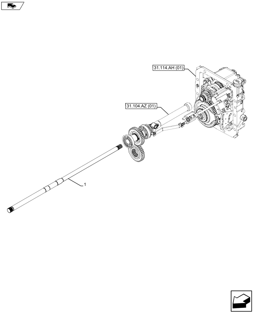 Схема запчастей Case IH FARMALL 105U - (31.114.AF[01]) - VAR - 330801, 391727 - CLUTCH, SHAFT (31) - IMPLEMENT POWER TAKE OFF