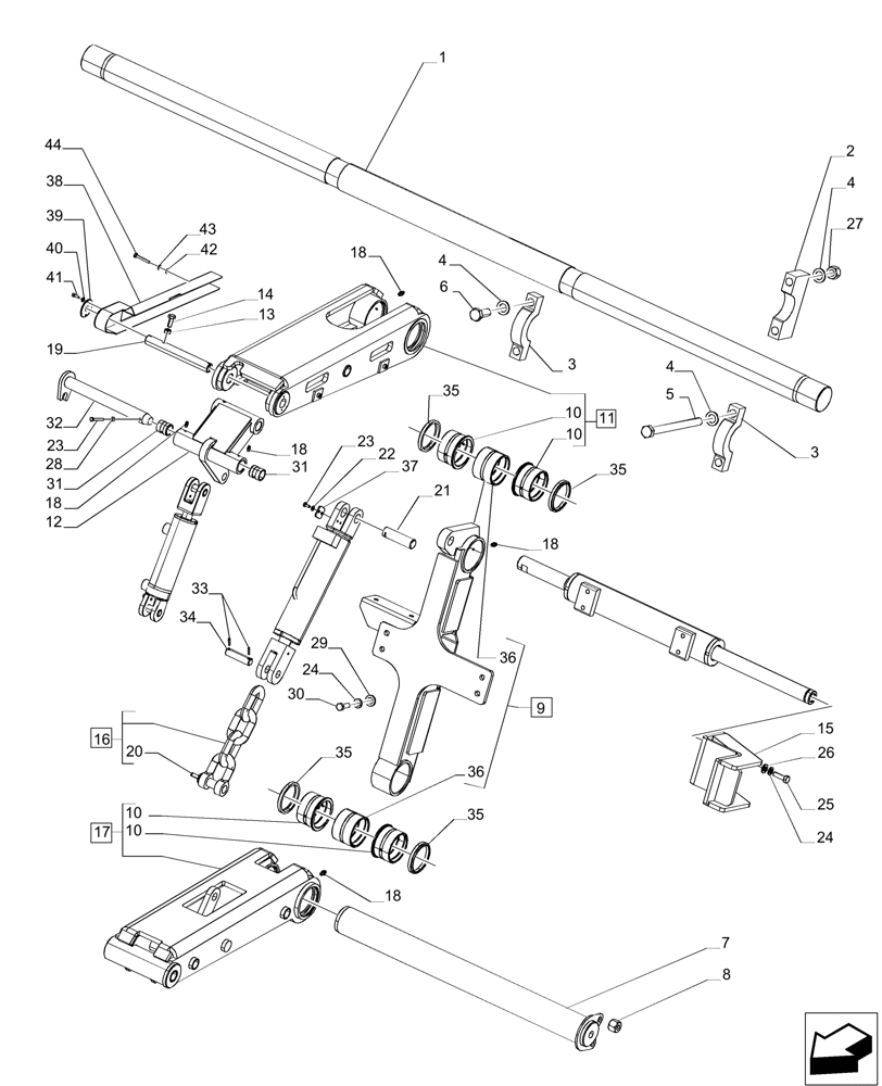 Схема запчастей Case IH A8000 - (60.350.AD[02]) - LIFT ARM, CROP DIVIDER - MY2015 (60) - PRODUCT FEEDING