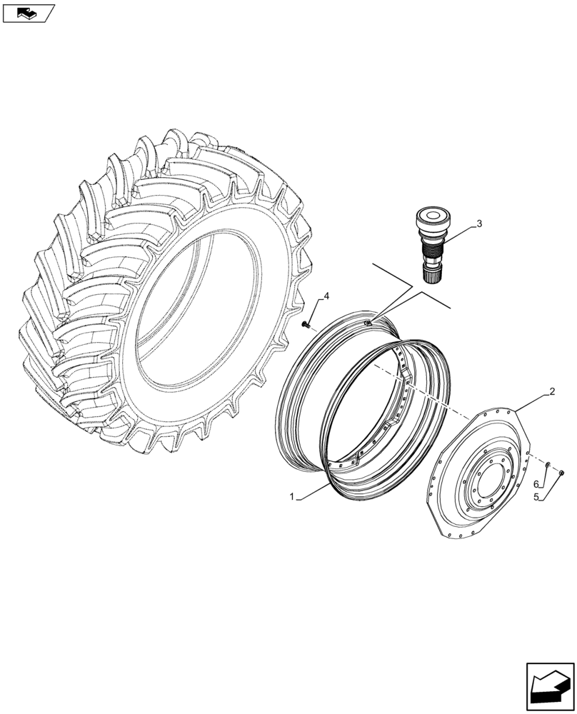 Схема запчастей Case IH FARMALL 105U - (44.520.AB[02]) - VAR - 8376701 - REAR, WHEEL (DWW15LX38) (44) - WHEELS