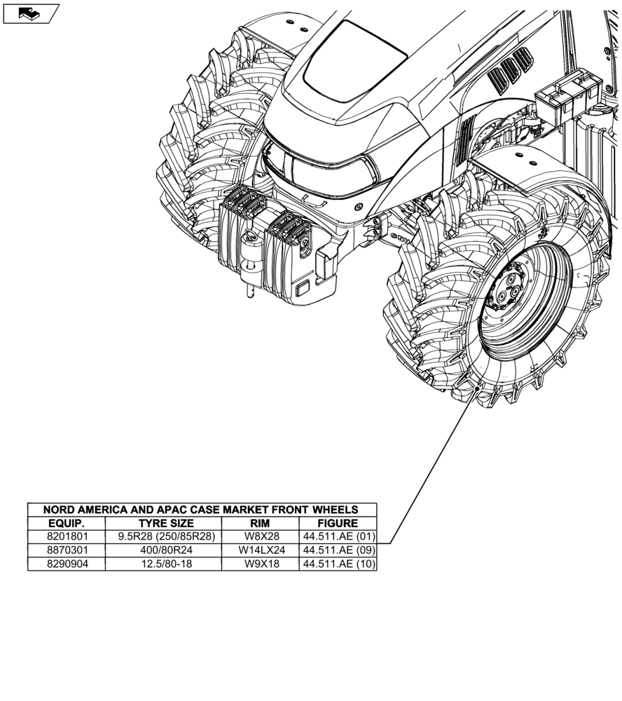 Схема запчастей Case IH FARMALL 115U - (00.000.44[03]) - PICTORIAL INDEX - WHEELS (00) - GENERAL & PICTORIAL INDEX