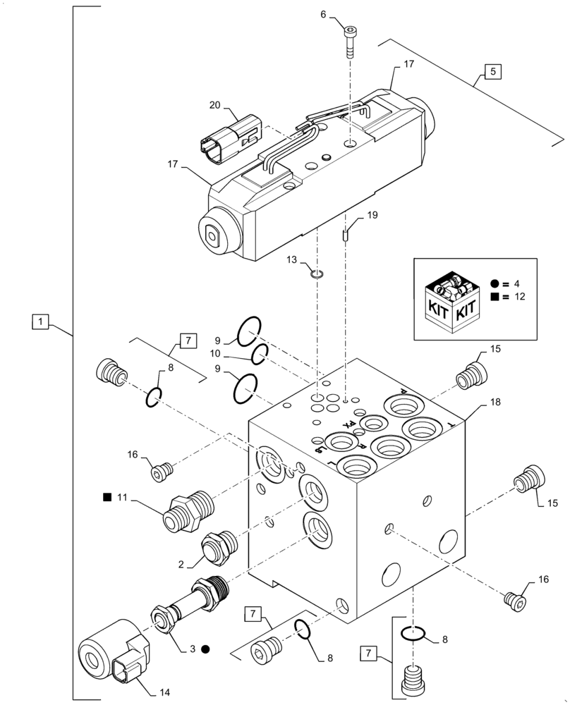 Схема запчастей Case IH MAGNUM 250 - (41.432.AE[02]) - VALVE ASSY - AUTOGUIDANCE - HIGH FLOW (41) - STEERING