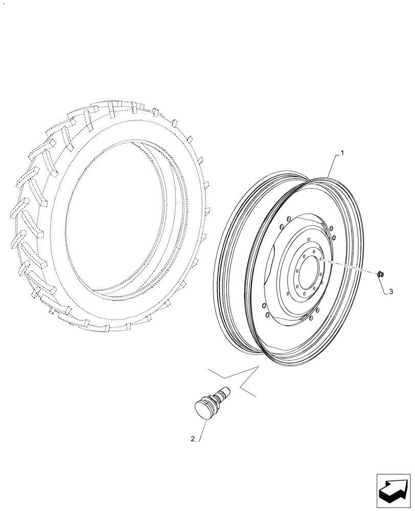 Схема запчастей Case IH FARMALL 120A - (44.520.AB[07]) - VAR - 836076 - REAR, WHEEL (DW10X46) (44) - WHEELS