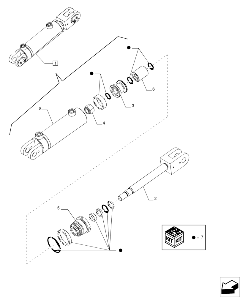 Схема запчастей Case IH A8800 - (35.100.BI[07]) - HYDRAULIC CYLINDER - MY2015 (35) - HYDRAULIC SYSTEMS