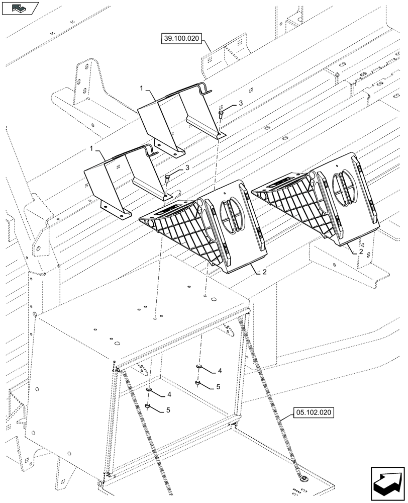 Схема запчастей Case IH LB424S XL - (05.102.012) - WHEEL BLOCKS ON STORAGE BOX - D099 (05) - SERVICE & MAINTENANCE