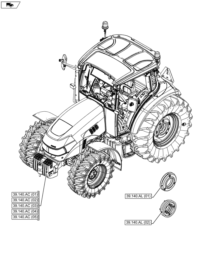 Схема запчастей Case IH FARMALL 115U - (00.000.39) - PICTORIAL INDEX - FRAMES AND BALLASTING (00) - GENERAL & PICTORIAL INDEX
