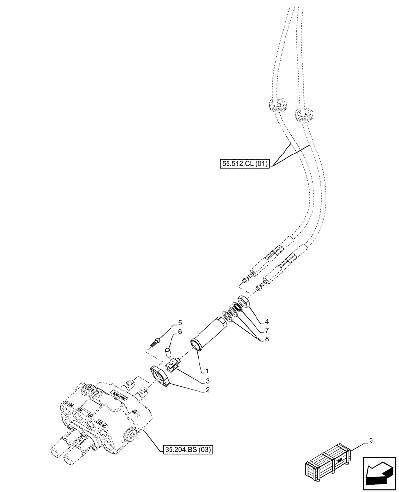 Схема запчастей Case IH FARMALL 110C - (35.204.BS[04]) - VAR - 336125, 338125, 336780 - MID MOUNT VALVE, LINE (35) - HYDRAULIC SYSTEMS