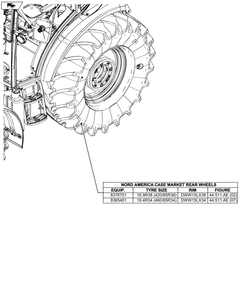 Схема запчастей Case IH FARMALL 115U - (00.000.44[06]) - PICTORIAL INDEX - WHEELS (00) - GENERAL & PICTORIAL INDEX
