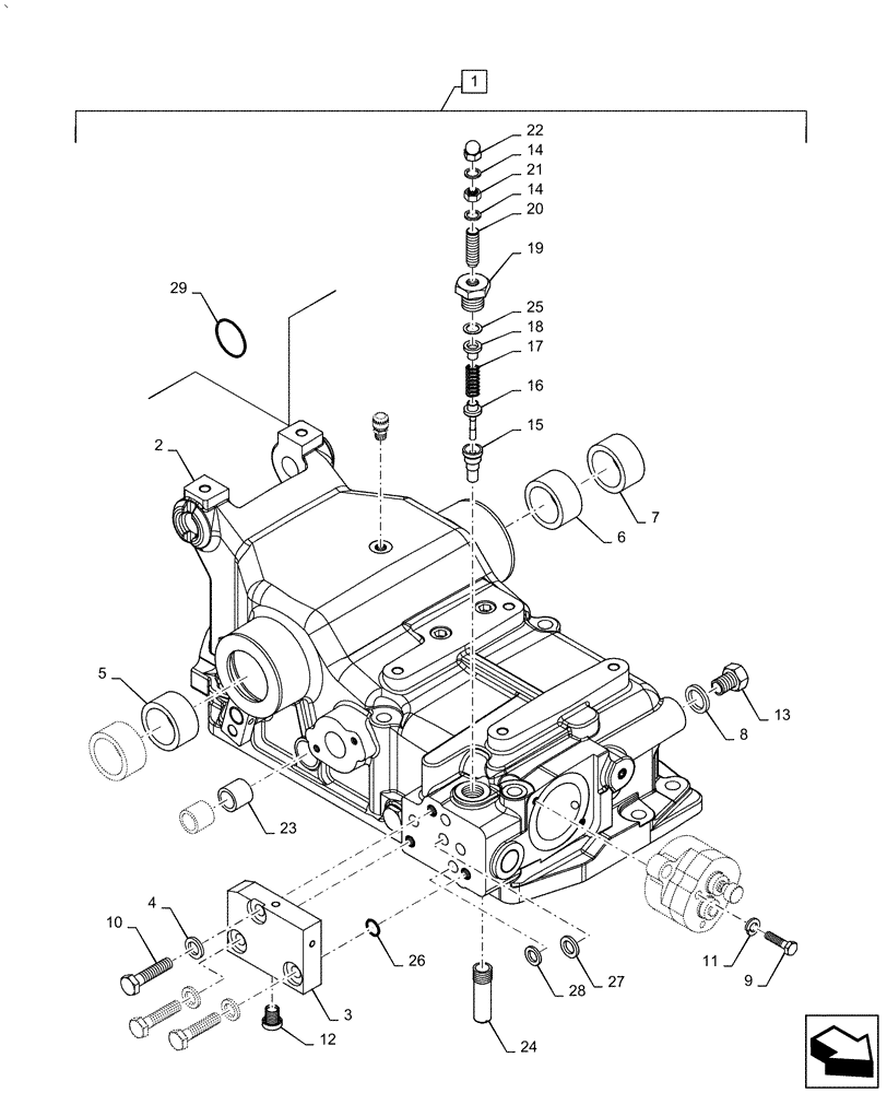 Схема запчастей Case IH FARMALL 60A - (35.100.AB[03]) - HOUSING ASSY, HYDRAULIC POWER LIFT, 1500 KG (35) - HYDRAULIC SYSTEMS