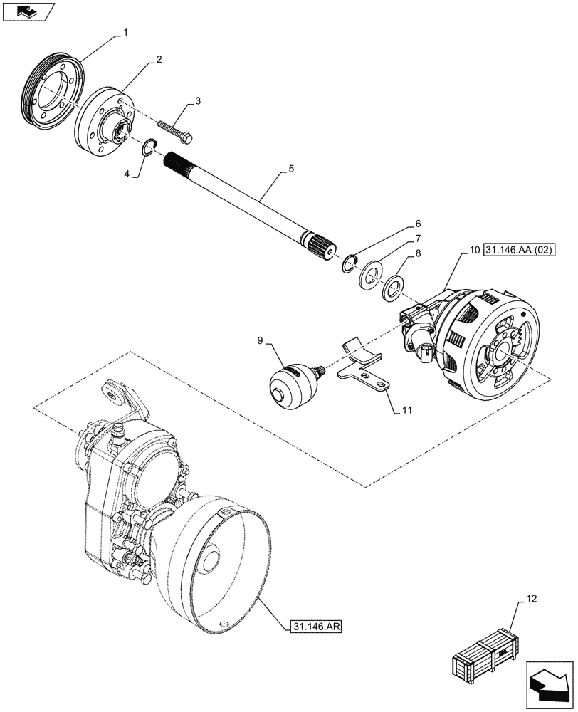 Схема запчастей Case IH FARMALL 115U - (31.146.AA[01]) - VAR - 744710 - FRONT PTO, DRIVE SHAFT (31) - IMPLEMENT POWER TAKE OFF