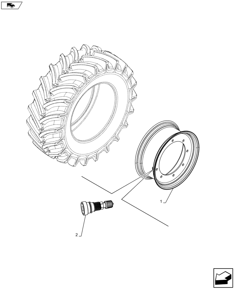 Схема запчастей Case IH FARMALL 115U - (44.511.AE[10]) - VAR - 8290904 - FRONT, WHEEL (W9X18) (44) - WHEELS