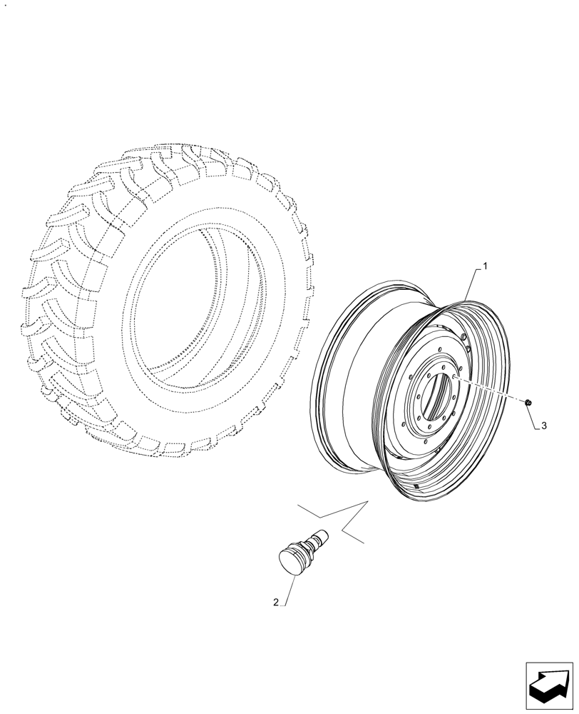 Схема запчастей Case IH FARMALL 110A - (44.520.AB[04]) - VAR - 832289, 832189 - REAR, WHEEL (DW15LX34) (44) - WHEELS