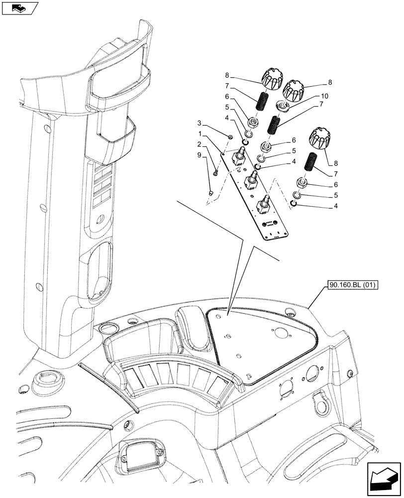 Схема запчастей Case IH FARMALL 105U - (55.523.AM[02]) - VAR - 390703 - REAR ELECTRONIC LIFT - CONTROL PANEL (55) - ELECTRICAL SYSTEMS