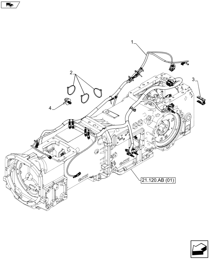 Схема запчастей Case IH FARMALL 105U - (55.024.AA[01]) - VAR - 391222 - MAIN HARNESS (55) - ELECTRICAL SYSTEMS