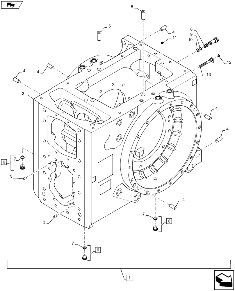 Схема запчастей Case IH MAGNUM 250 - (27.100.AB[03]) - VAR - 420216, 420218, 420219 - REAR AXLE HOUSING - CVT, STANDARD REAR AXLE (27) - REAR AXLE SYSTEM