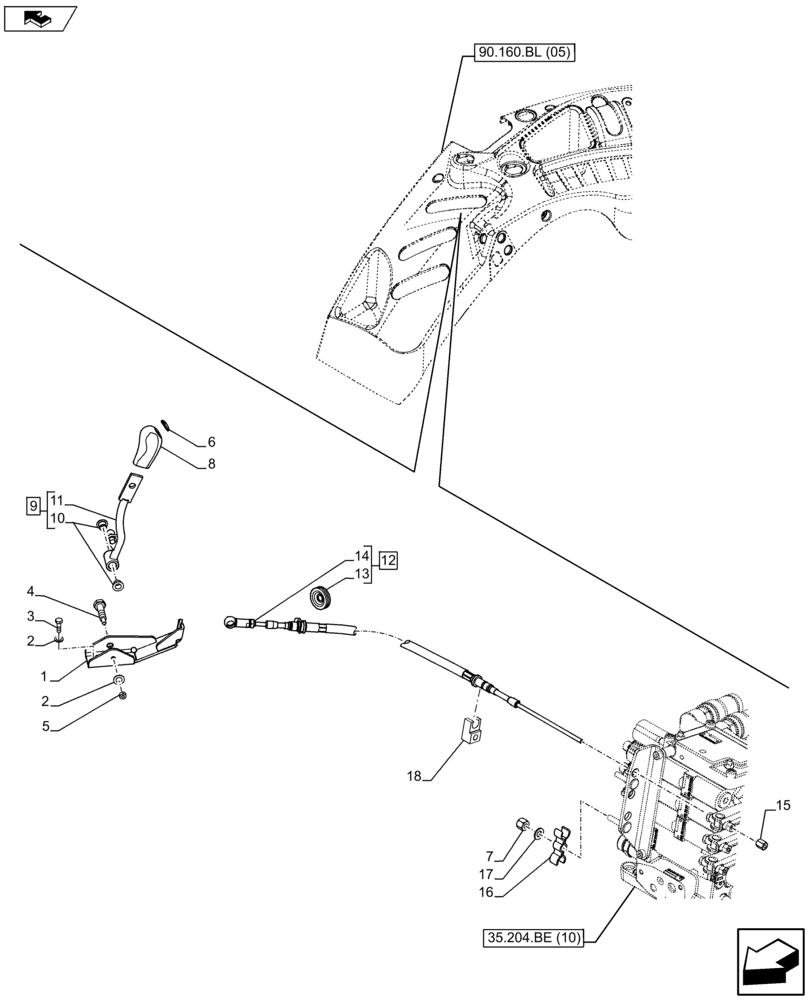 Схема запчастей Case IH FARMALL 105U - (35.204.BL[03]) - VAR - 331844 - REMOTE CONTROL VALVE, CONTROL LEVER (35) - HYDRAULIC SYSTEMS