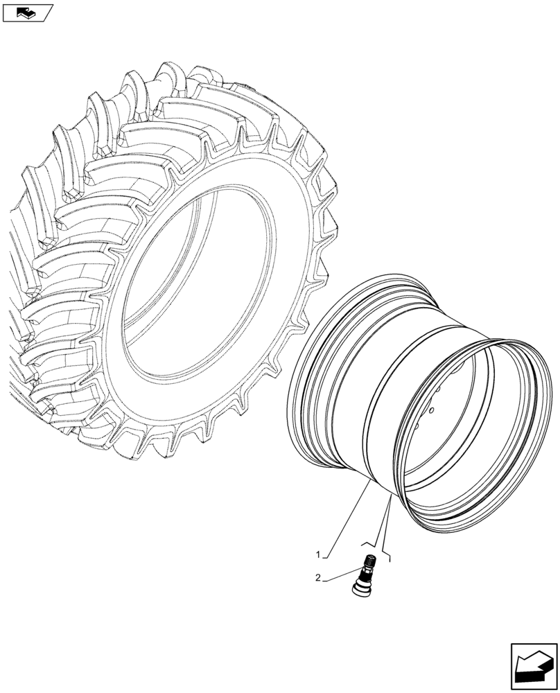 Схема запчастей Case IH FARMALL 115U - (44.520.AB[10]) - VAR - 8970601 - REAR, WHEEL (DWW15LX34) (44) - WHEELS