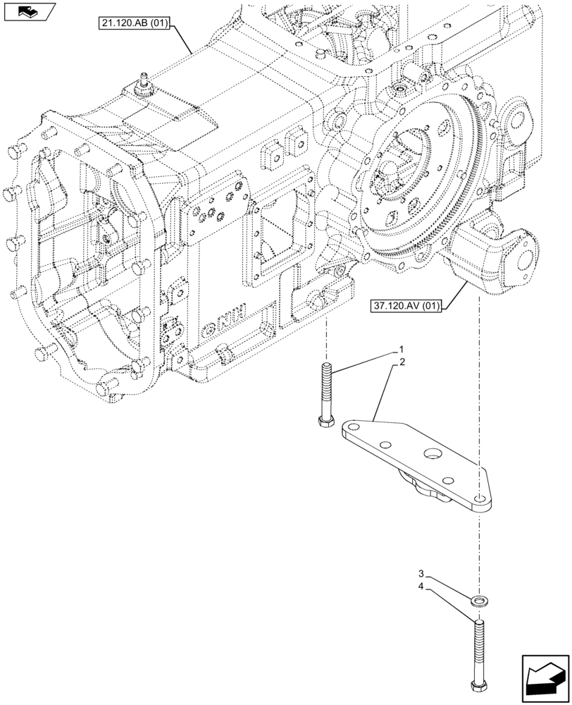 Схема запчастей Case IH FARMALL 105U - (37.100.AB[01]) - VAR - 334763, 334814 - PIN SUPPORT FOR DRAWBAR (37) - HITCHES, DRAWBARS & IMPLEMENT COUPLINGS