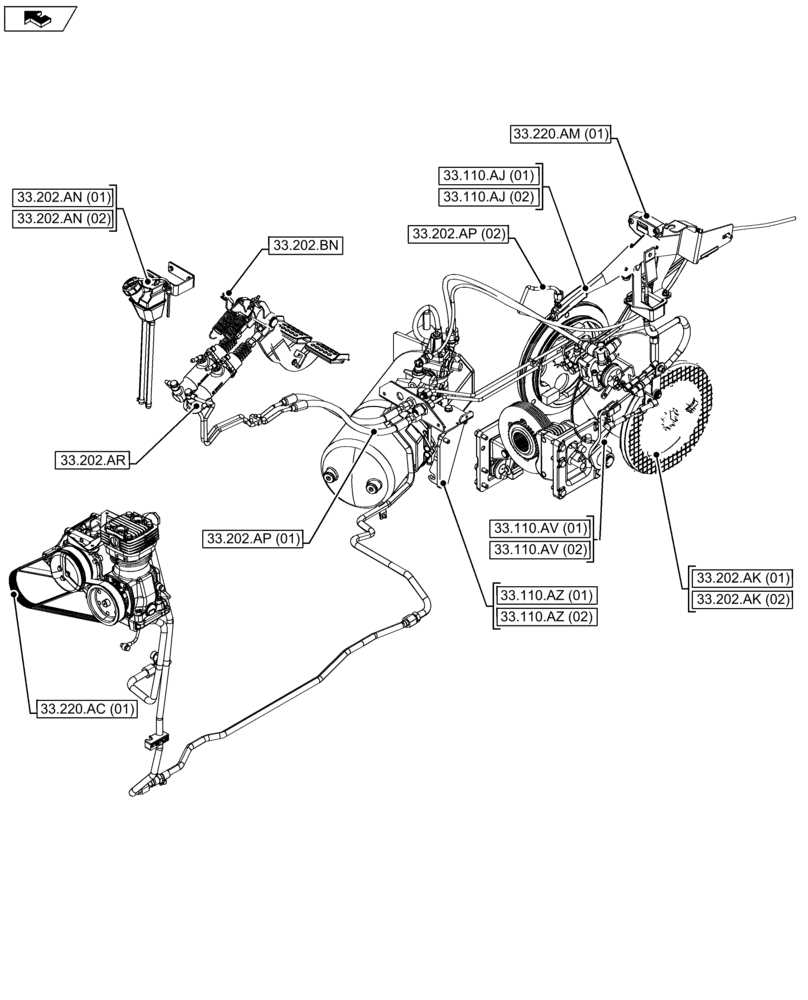 Схема запчастей Case IH FARMALL 115U - (00.000.33) - PICTORIAL INDEX - BRAKES & CONTROLS (00) - GENERAL & PICTORIAL INDEX