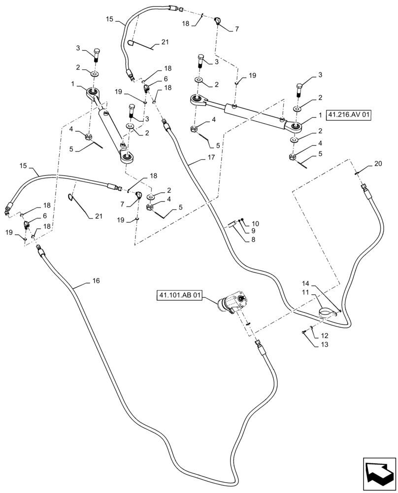 Схема запчастей Case IH TITAN 3040 - (41.200.AO [01]) - STEERING LINES, 3 WHEEL (41) - STEERING