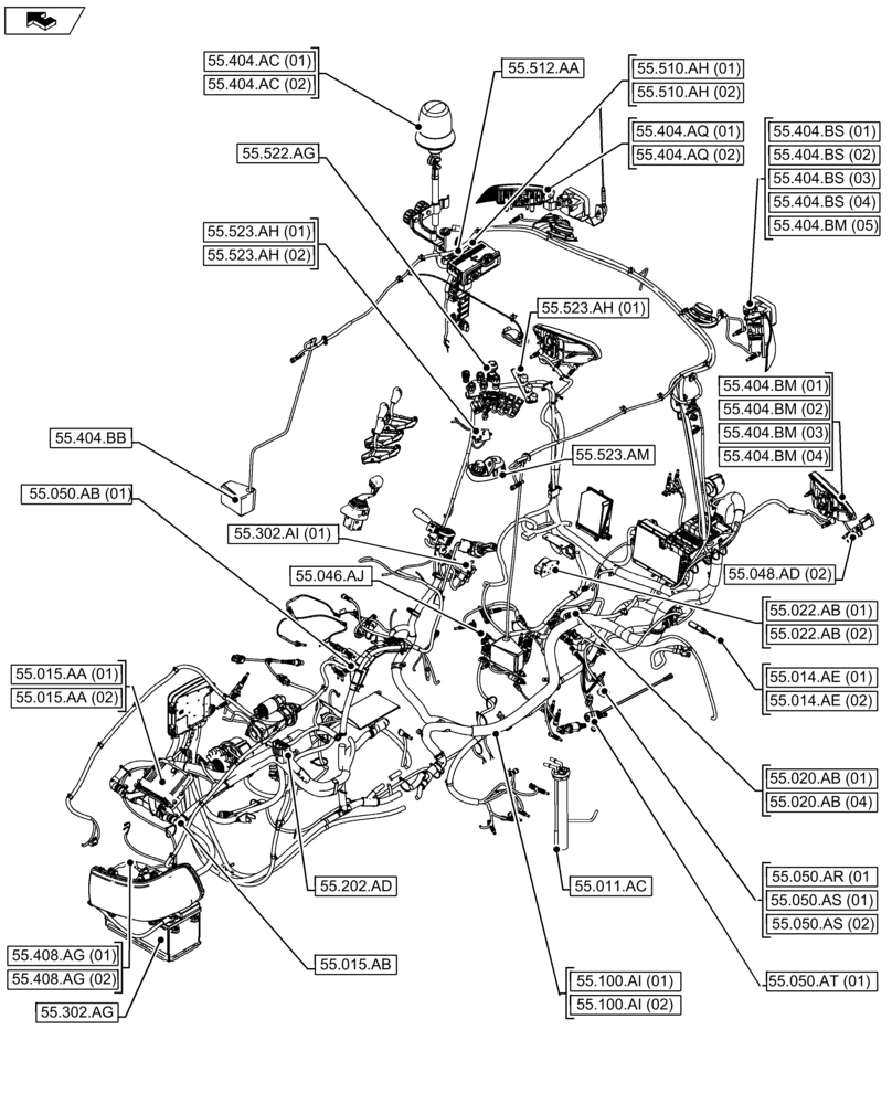 Схема запчастей Case IH FARMALL 115U - (55.000.00[01]) - SECTION INDEX - ELECTRICAL SYSTEMS (55) - ELECTRICAL SYSTEMS