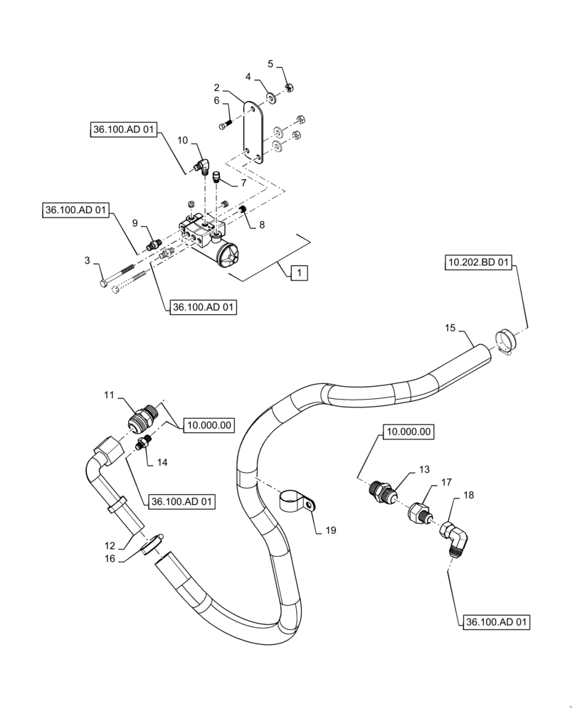 Схема запчастей Case IH TITAN 4040 - (36.100.AA[01]) - AIR COMPRESSOR GOVERNOR, 4 WHL (36) - PNEUMATIC SYSTEM