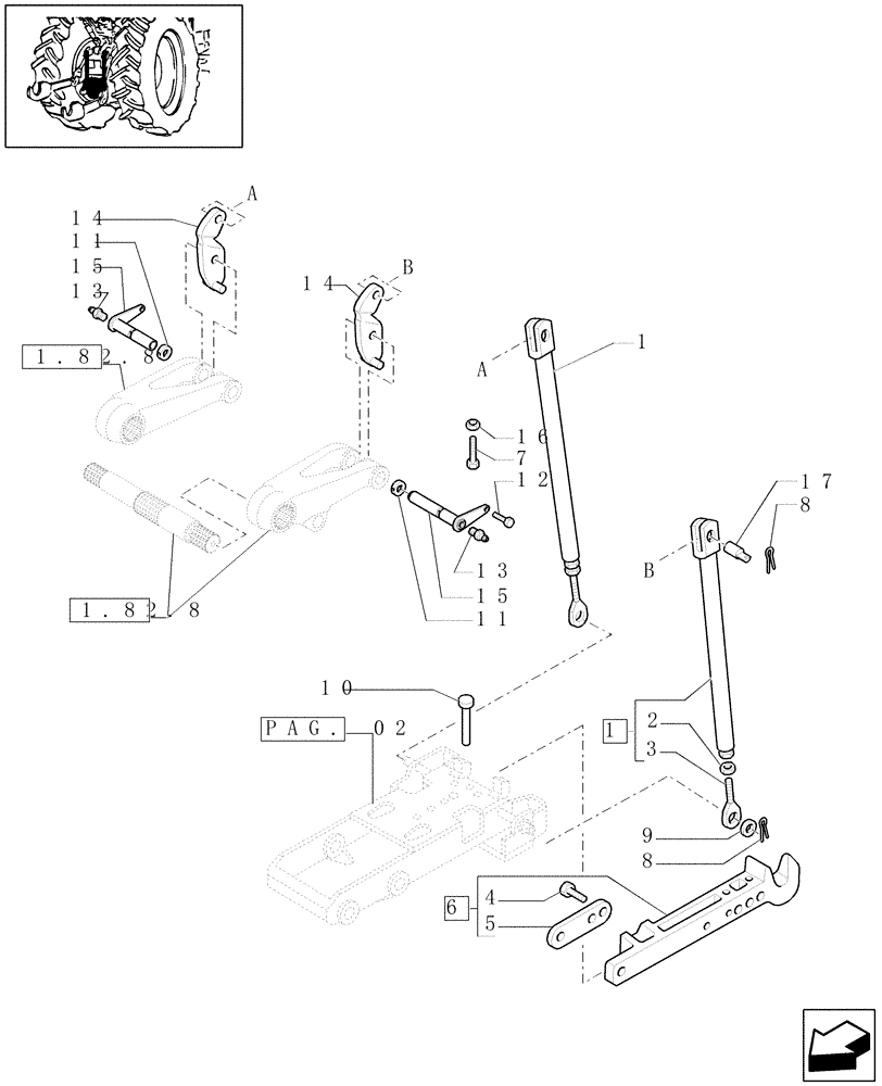 Схема запчастей Case IH PUMA 165 - (1.89.3/01[03]) - (VAR.898) AUTOMATIC PICK - UP HITCH, SWINGBACK (09) - IMPLEMENT LIFT