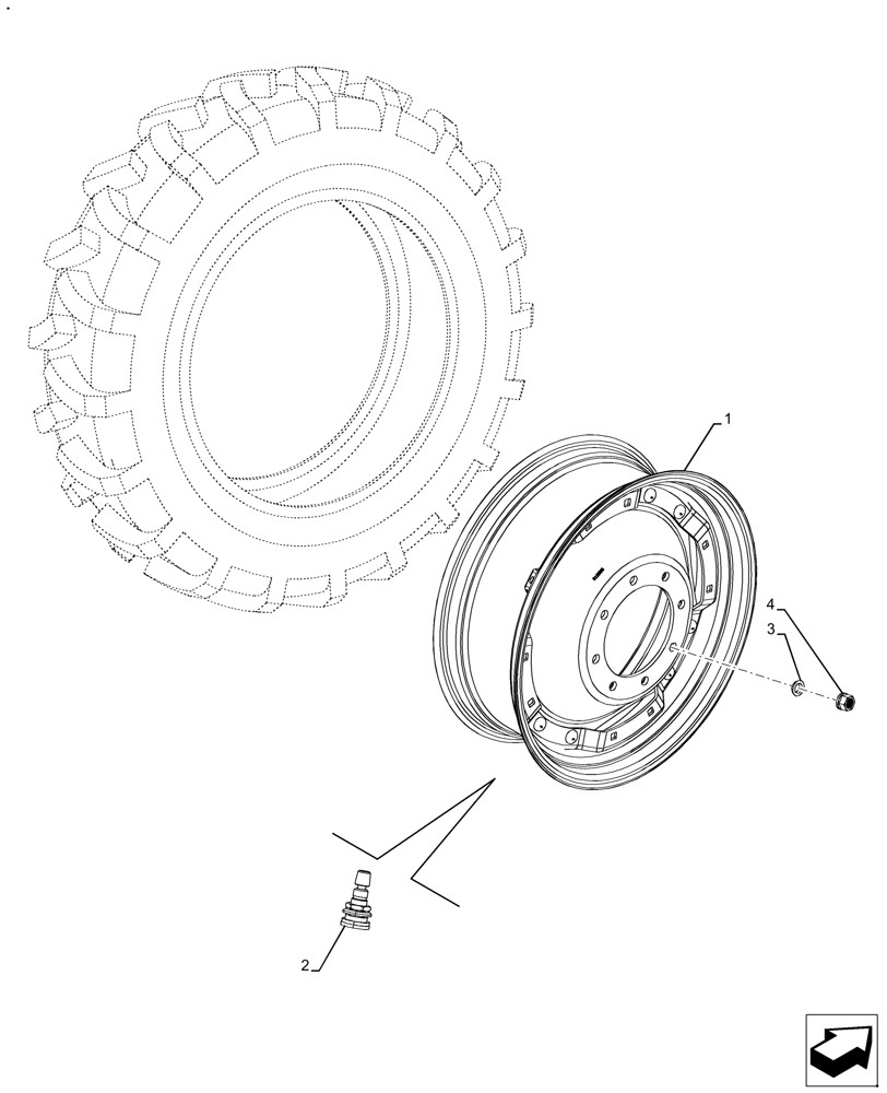 Схема запчастей Case IH FARMALL 120A - (44.511.AE[10]) - VAR - 828220 - FRONT, WHEEL (W10X28) (44) - WHEELS