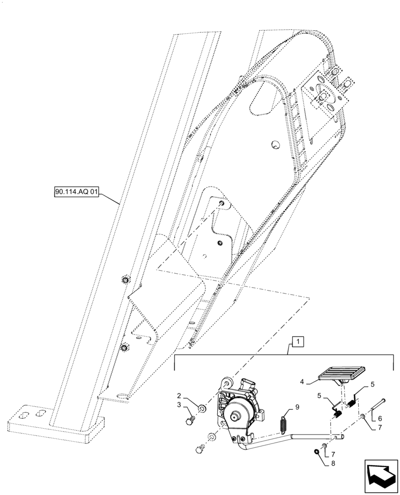 Схема запчастей Case IH 588H - (55.525.AK[01]) - FOOT THROTTLE CONTROL (55) - ELECTRICAL SYSTEMS