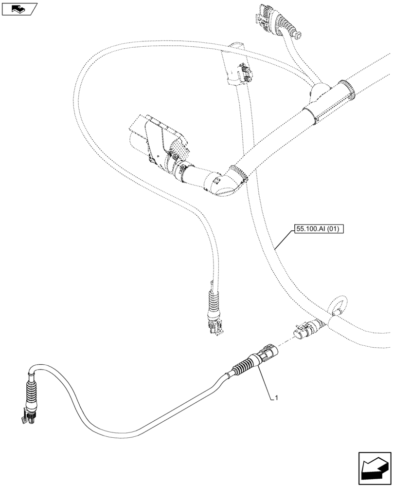 Схема запчастей Case IH FARMALL 105U - (55.015.AB) - VAR - 744710 - PTO, HARNESS (55) - ELECTRICAL SYSTEMS