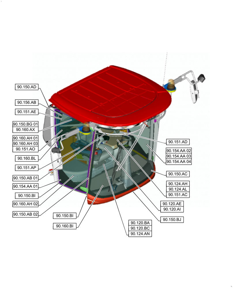 Схема запчастей Case IH 9240 - (00.000.90[02]) - PICTORIAL INDEX - PLATFORM, CAB, BODYWORK AND DECALS (00) - GENERAL & PICTORIAL INDEX