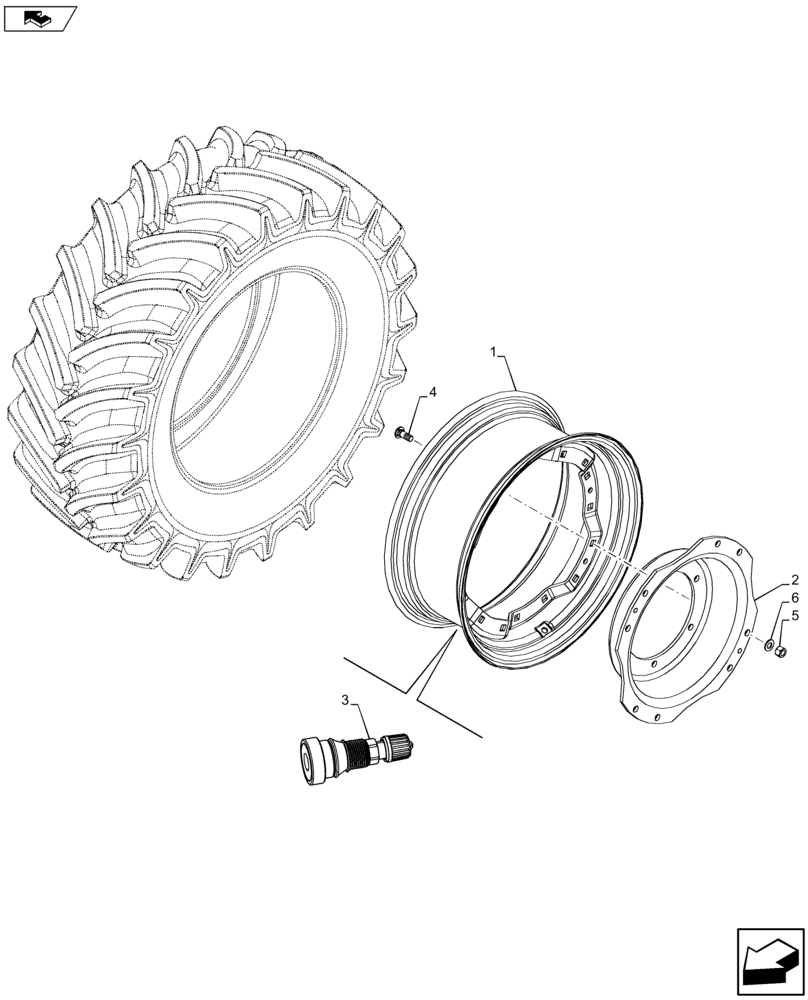 Схема запчастей Case IH FARMALL 105U - (44.520.AB[07]) - VAR - 8365401 - REAR, WHEEL (DWW15LX34) (44) - WHEELS